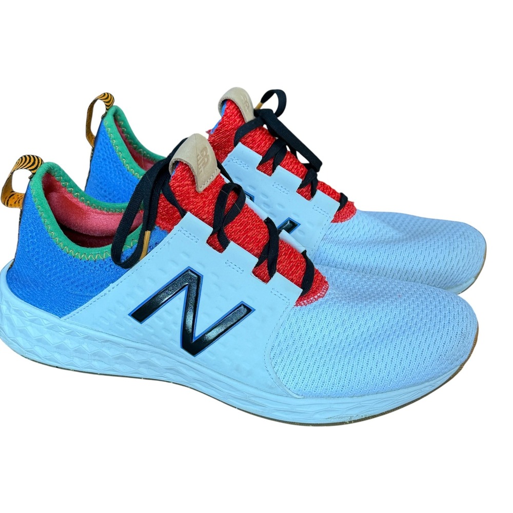 New Balance Running Shoes Mens 10 Fresh Foam Cruz v1 White Blue Red Knit